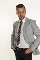 Manager vor weißem Hintergrund