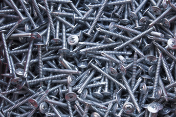 Background of metal silvery screws