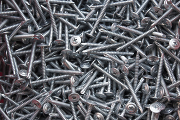 Background of metal silvery screws