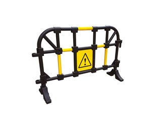 Yellow and black Plastic traffic barriers.