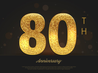 80th anniversary decorated greeting/invitation card template.