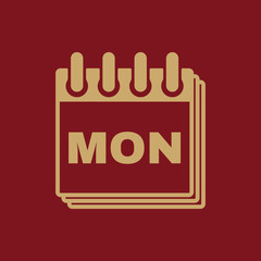 Monday icon. Mon and calendar, data symbol. Flat design. Stock - Vector illustration