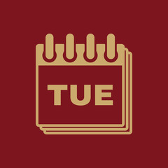 Tuesday icon. Tue and calendar, data symbol. Flat design. Stock - Vector illustration
