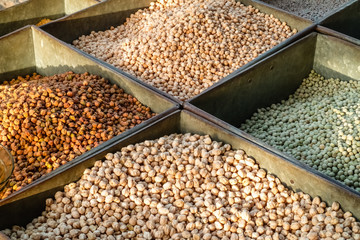 Different kind of legumes on a market in Jodhpur, Rajasthan, India 