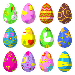 Easter eggs painted with pattern vector illustration.