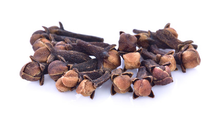 dry cloves on white background