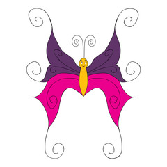 Butterfly isolated outlines book coloring character multicolored