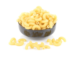 macaroni pasta close up isolated on white