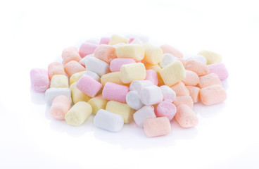 Marshmallows closeup on white background