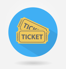 Tickets icon with long shadow. Flat design