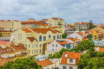 Lisboa city houses panoramic view, Portugal