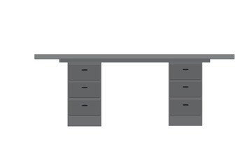 Desktop with boxes isolated flat icon on no background. a computer Desk. workplace