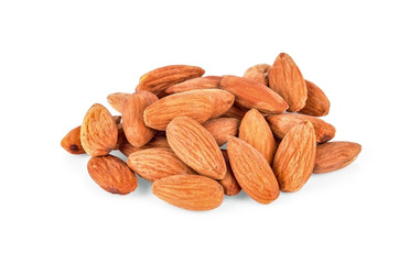 group of almonds isolated on white