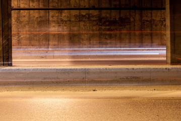 Tunnel with moving lights