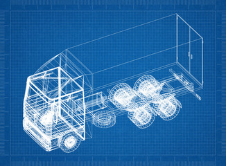 Truck blueprint – 3D perspective