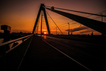 Fototapeta na wymiar Sunset on Deutzer Bridge - Cologne