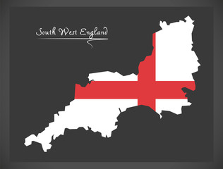 Obraz premium South West England map with flag of England illustration