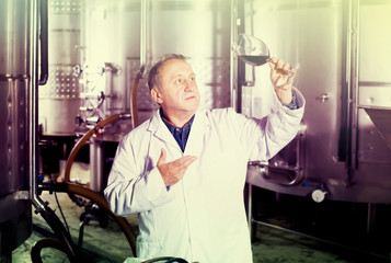 Positive wine maker controls quality of wine