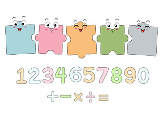 Obraz premium Mascot Puzzle Math Boards