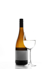 Glass and bottle of white wine