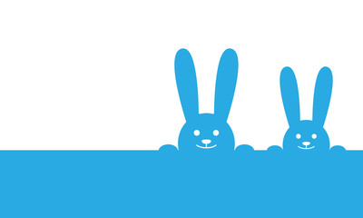 Grußkarte mit Osterhasen (Blau)