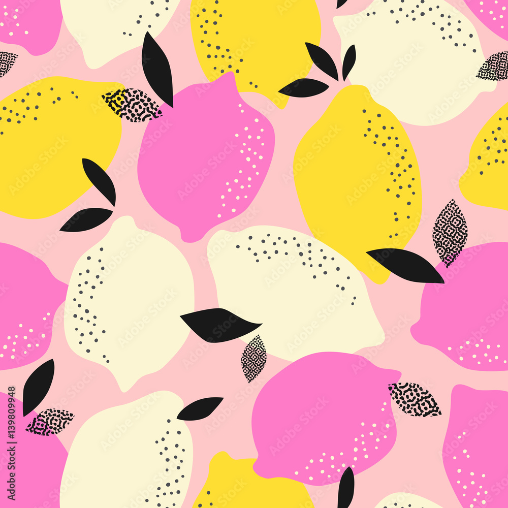 Poster seamless pattern with citrus fruits