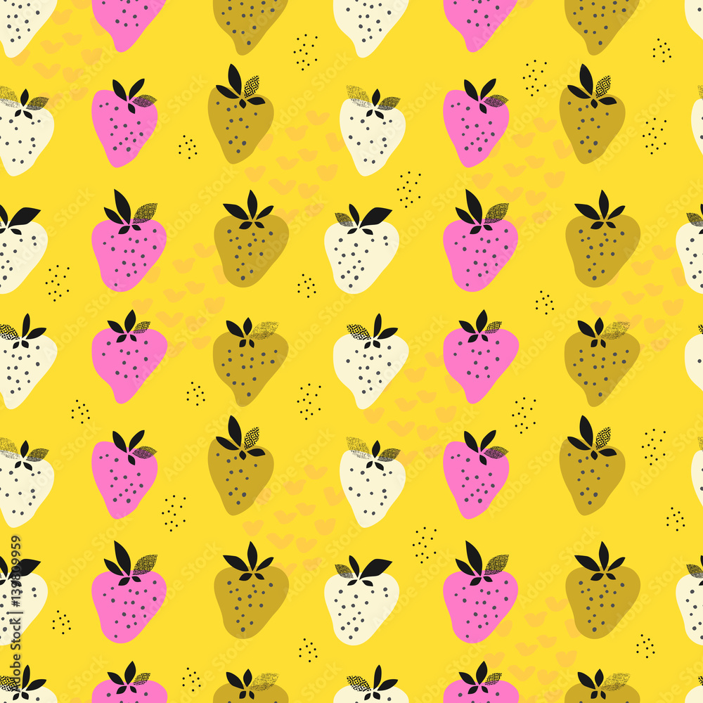 Poster seamless pattern with strawberries