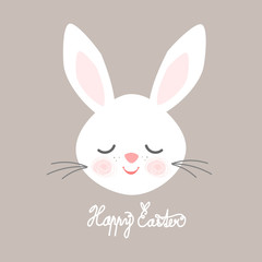 Easter bunny head, Easter greeting card, vector illustration