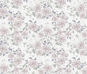 Seamless tile mosaic design pattern with roses background