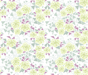 Seamless tile mosaic design pattern with roses background
