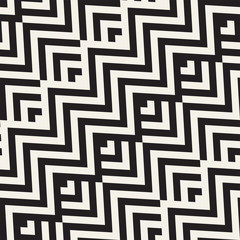 Abstract ZigZag Parallel Stripes. Vector Seamless Pattern. Repeating Monochrome Background