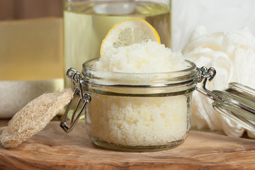 Handmade Lemon Scrub With Coconut Oil. Toiletries, Spa Set.