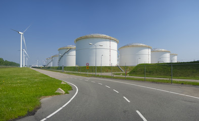Fototapeta na wymiar oil storage in the port of amsterdam