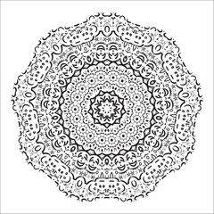 Abstract black and white mandala pattern. Vector Illustration.