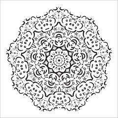 Abstract black and white mandala pattern. Vector Illustration.