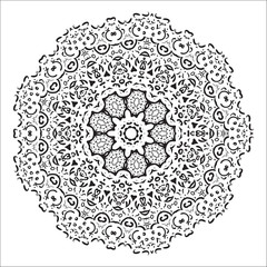 Abstract black and white mandala pattern. Vector Illustration.