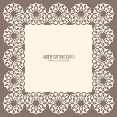 DIY laser cutting vector card. Wedding die cut invitation template. Paper lace cutting. Scrapbook cutout menu.
