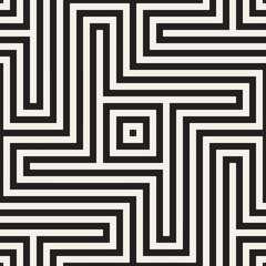 Repeating Geometric Stripes Tiling. Vector Seamless Monochrome Pattern