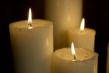 The wax candles with fire