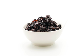black raisins on white