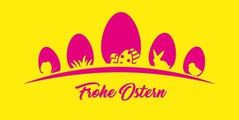 elegante und hübsche Design Grußkarte zu Ostern mit Frohe Ostern Schrift