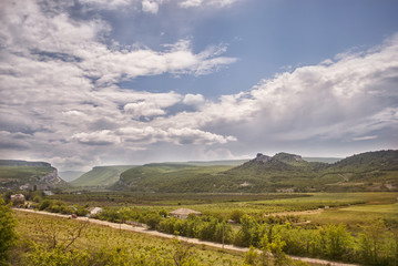 Fototapeta na wymiar Summer mountain landscape with clouds in the Crimea