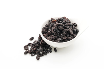 black raisins on white