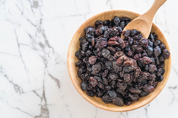 black raisins in bowl