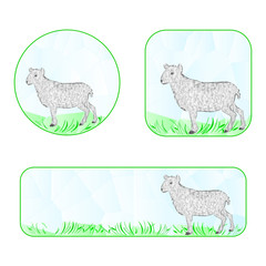 Banner Easter lamb polygons vector illustration