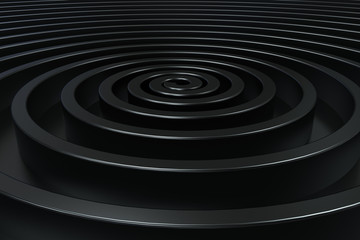 Dark concentric spiral on black background