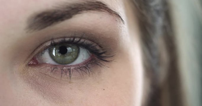 Extreme close-up of a green eye of a girl, Rapid