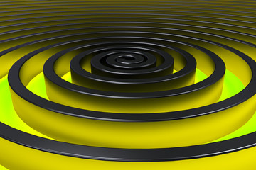 Dark concentric spiral on glowing background