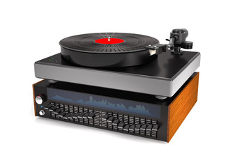 Fototapeta premium Sond equalizer, turntable, vinyl record (3d illustration).