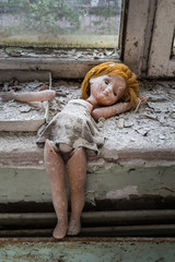 Forgotten doll in abandoned house in Chernobyl